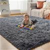 CHOSHOME Tappeto Soggiorno Grandi Soffici in Velluto Morbido e Antiscivolo Adatto per Il Letto, Divano, Peloso (Grigio, 120 * 180cm)