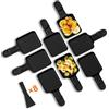 Yoassi 8pcs Mini Padelle per Raclette,Mini Piastra Raclette Antiaderente con 8 Spatole di Nylon,Misura Universale con Manici Antiscottatura,Padelle Quadrate da Raclette per Fuso Uovo Fritto