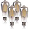 FLSNT Dimmable Lampadina E27, 4 W (equivalente 25 W), ST58 LED Edison Lampadina E27 vintage, lampadine LED per interni E27, 100LM 1800K bianco caldo, vetro grigio fumo, confezione da 4