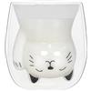 Colexy Tazzine di Vetro a Doppia Parete, Trasparente simpatica Gatti Tazza da Tè e Caffè Bicchieri Espresso Isolante Tazza Latte Macchiato 250ml Regalo per il Compleanno San Valentino