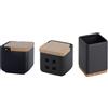 KOOK TIME Set accessori da cucina - include barattolo porta sale, porta utensili da cucina e barattolo porta aglio - barattolo sale e aglio con coperchio in bambù (Nero)