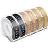 Labelwell 6x Labelwell 9mm x 3m Sostituzione Nastro per Etichette Compatibile per Dynmo 3D Autoadesive a Rilievo in Vinile per Dynmo Organizer Xpress Junior S0717900 Omega S0717930, Nero/Oro/Oro Champagne