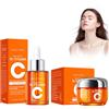 Utapossin Crema viso Vitamina C + Siero Viso Vitamina C, Crema Viso Antimacchia Illuminante, Facial Cream, Antietá, Antirughe - Naturale & Biologico con Acido Ialuronico, per Collo, Décolleté e Contorno Occhi