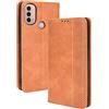WEIOU Leather Folio Cover per Motorola Moto E20 / E30 / E40, Custodia in Pelle PU Magnetica Libro Flip Portafoglio con [Funzione Stand]. Marrone