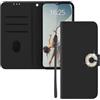 EuoDuo Cover Pieghevoli per realme Note 50 / Realme C51 4G / C53 4G Custodia Libro Pelle PU Colorato Glitter Brillantini Fiori Magnetica Portafoglio Porta Carte ProtettiveFlip Caso - Nero
