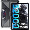 OBA OUKITEL RT7 Tablet PC Rugged - 32000mAh Batteria, 16(8+8) GB+256GB Robusto Tablet(TF 1TB), Android 13 MT8788 Tablet Rugged, 48MP+32MP+20MP, 10.1' FHD+, Dual 4G LTE/Octa-Core/OTG/GPS/NFC/Face ID, Nero