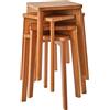 IBUYKE Set di 4 sgabelli rotondi in legno, Sgabello da Bar, Sgabello impilabile, sgabello da cucina, sgabello per aula, impilabile, Antiscivolo, Colore ciliegio,RF-1502-4