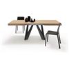 Mobili Fiver, Tavolo Allungabile Romina 140(220) x90 cm, Rovere Naturale con Gambe in Ferro Nere, per 6-10 persone, Tavolo Cucina, Soggiorno, Made in Italy