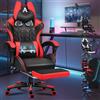 ALFORDSON Sedia da Gaming Premium con Poggiapiedi e Supporto Lombare, Design ergonomico, Reclinabile a 150°, Sedia da scrivania in Pelle con Schienale Alto per Giochi, Ufficio, Ecopelle, Rosso