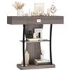 LIFEZEAL Tavolo Console con 1 Cassetto, Tavolo Consolle a 3 Ripiani, Tavolo d'Ingresso in Legno, Telaio in Metallo, Vintage, per Corridoio, Entrata, Soggiorno, Max 75 kg, 91x30x88 cm, Grigio