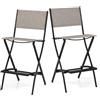 KOMFOTTEU Set di 2 Sgabelli da Bar Pieghevoli, Sgabelli Alti da Cucina con Schienale e Poggiapiedi, Sedie da Giardino in Tessuto Textilene, 46 x 57 x 102 cm, Marrone