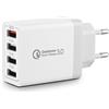 KAIMENGLONG Caricabatterie USB, Adattatore di Ricarica USB A 4-Porte con Caricatore Rapido Intelligente QC 3.0 da 33W per Samsung Galaxy A15 A34 S20 S10 S9 S8, iPhone 12 13 14 Pro X 8 7, Telefono Cellulare