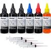 Aomya Kit di ricarica inchiostro 6x100ml compatibile per Canon PGI-545 PGI-540 PGI-550 CLI-551 PGI-570 CLI-571 PGI-580 PGI-525 CLI-521 Cartuccia d'inchiostro ricaricabile con 4 siringhe,3BK+CMY