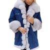 shownicer Giacca Jeans Donna Corta in Pelliccia Faux Invernali Giacca di Jeans Giacche Parka Cappotto Corto Oversize Giubbotto Giubbini Cappotti Bianco S