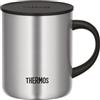 Thermos Edelstahlbecher Longlife Cup 350ml,Tasse Edelstahl mattiert mit auflegbarem Deckel, Kaffeebecher hält Getränke länger heiß, ideal für Büro oder Camping -,Steel, 1 Stück (1er Pack)