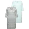 Ulla Popken Bigshirts, 2er-Pack, V-Ausschnitt/Rundhals, 3/4-arm Maglia Lunga da Notte, Baby Blu, 52-54 Donna