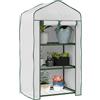 Outsunny Mini Serra da Giardino con Copertura in PE e 3 Ripiani, Serra da Balcone con Porta Avvolgibile, 59x39x127cm, Bianco