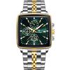 DAXIAOYU - Orologio da polso al quarzo da uomo, impermeabile, luminoso, cronografo, quadrato, sportivo, in acciaio inox, da uomo, Dorato, verde , Bracciale