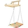 AQH Giochi a gabbia per uccelli, piattaforma in legno per pappagalli, supporto per esercizi con altalena in legno, ruota panoramica da masticare per pappagallini per pappagallini con cocchettoni