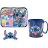 ILS I LOVE SHOPPING Set Merenda Colazione 2 Pezzi con Tovaglietta Ripiegabile Morbida Sottopiatto Pieghevole e Tazza Bicchiere 350ml per Microonde (per STITCH)