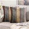 Hanrunsi Federe Cuscini Divano 50x50 Marrone Grigio Federe Lino Moderno Fodere Decorative per Cuscini Quadrato Legno Striscia Retro Cuscino per Divano Auto Letto Soggiorno Home Decor Set di 2