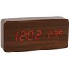 Lancoon Orologio Digitale In Legno Sveglia A Led Multifunzione Con Indicazione Di Ora/Data/Temperatura E Controllo Vocale Per I Viaggi In Ufficio AC11Brown_Red