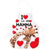 STAMPATEK Grembiule I Love Mamma Giraffe Cuori Cuoricini Divertente Cucina Grembiuli Idea Regalo Festa della Mamma Nonna