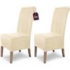 sh SCHEFFLER-HOME LIVE HOMESTYLE SCHEFFLER-Home Leon/Set di 2 Coprisedie da Pranzo, Elasticizzato, Scamosciato, con Fascia Elastica, Eleganti, Ecru