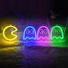 Aslanka Segno al neon arcade, segno retrò 3D fantasma Arcade Game LED Neon Light Sign, grotta, regalo di compleanno seminterrato casa bar pub