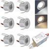 kpslucerna Faretto LED piccolo 6 pezzi 12V 2W faretto da incasso LED lampada da soffitto per cucina, scale, armadio, corridoio, illuminazione fai da te, vetrina, armadio, downlight (bianca calda)
