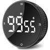 Ultralent Timer da Cucina Digitale Magnetico,Cronometro Conto Alla Rovescia, Timer Visivo,Grande LED,Allarme Forte,Facile per Bambini, La Classe, Cucinare,Imparare a Suonare Il Fitness Nero