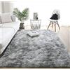 GISIONLARI Tappeti Salotto Shaggy Tappeto a Pelo Lungo Tappeto Peloso Soggiorno Salotto Moderno Cameretta Tappeti Pelosi Camera da Letto Morbido Tappetino Antiscivolo Morbido e Soffice(Bianco grigio, 120x170cm)