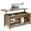 LIFEZEAL Tavolino da Salotto, Tavolino Sollevabile, Elevabile, Alzabile, Tavolino da Caffè, da Divano, Moderno, Basso, in Legno, Vano, Scomparti, Soggiorno, Ufficio, Max 50kg, 109x47,5x50-63cm, Rovere