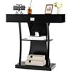 COSTWAY Consolle in Legno, Tavolo Ingresso Con Cassetti, Ripiani e 2 Kit Anti-ribaltamento, Multiuso e Salvaspazio per Salotto, Camera da Letto e Corridoio, 91 x 30 x 88 cm (Nero)