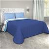 Corredocasa Copriletto Matrimoniale Trapuntato Double Face, Made in Italy - Trapunta Primaverile/Estiva in Morbida Microfibra - Trapuntino Bicolore disponibile in Vari Colori - 250x240 cm (Blu/Celeste)