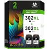 Economink Cartuccia 302 Nero, 302XL Nero Sostituzione per Cartucce HP 302, Cartuccia 302 per Cartucce HP Envy 4520 OfficeJet 3831 5232 4650 4658 5230 DeskJet 3630 3636 3639 Envy 4524 4527 (2-Pack)