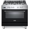 De Longhi Cucina a Gas 5 Fuochi con Forno elettrico Multifunzione Ventilato Larghezza x Profondità 90x60 cm Classe A colore Nero - PRO 96 MA ED