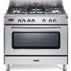 De Longhi Cucina a Gas 5 Fuochi con Forno elettrico Ventilato 90x60 cm Griglie in Ghisa Vano scaldavivande colore Inox - MEM 965 XX ED Linea mastercook