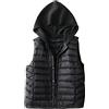 DAIHAN Piumino Smanicato Donna Gilet Piumino Leggero Corto Gilet Trapuntato Imbottiti con Cappuccio In Maglia Giacca Senza Maniche,Nero,XL