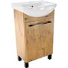 paplinskimoebel Armadietto da bagno con lavandino, 50 x 40 x 84,5 cm, mobiletto per bagno, piccoli ospiti, lavabo con mobiletto da 50 cm - bianco (Rovere Lancillotto)
