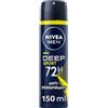 NIVEA MEN Deep Sport Spray Deodorante 150 ml, Deodorante uomo arricchito con Carbone Attivo per 72h di protezione, Deodorante spray antitraspirante per l'attività sportiva