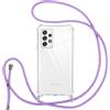 Vauki Cover con Cordino per Samsung Galaxy A52s 5G/A52 4G/5G, Trasparente Silicone Custodia con Laccio Collana Tracolla, TPU+PC Bumper Antigraffio Proteggere Case Corda per Samsung A52s 5G, Viola 01