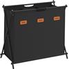 SONGMICS Cesto Portabiancheria, Porta Biancheria Sporca da 135 L, 3 Scomparti, Struttura Pieghevole a X, con Etichette, per Lavanderia Bagno Camera da Letto, Nero Inchiostro LCB130B01