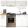 LBSIGN Cucina Lineare 180 Cm Moderna Pensili Bassi Bianco Opaco Emma V2