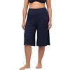 Ulla Popken, Weites, Gerades Bein, Elastikbund Bermuda, Gamba Larga, Dritta, Elastico in Vita, Nero, 48-50 Donna