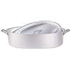 Pentole Agnelli Linea Family Cooking Alluminio Casseruola Ovale con Due Maniglie e Coperchio, Argento, 26 cm