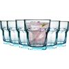 Bormioli Rocco Rock Bar Lounge Ridged Tumbler Occhiali Set - 270 ml - Blu - Confezione da 6