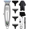 KEMEI Tagliacapelli professionale per uomo Zero Gap Trimmer elettrico senza fili Barba/Capelli Trimmer ricaricabile T-Blade Haircut Machine per stilisti e barbieri (KM-1949-Silver)