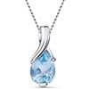 Miore Collana Donna con Catena, Topazio Blu Oro Bianco 9 Kt / 375 Catenina Cm 45