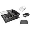 Metaltex Aquatex Plus - Scolapiatti con bacinella e vaschetta addizionale, Argento Metallizzato, 35x30x11 cm